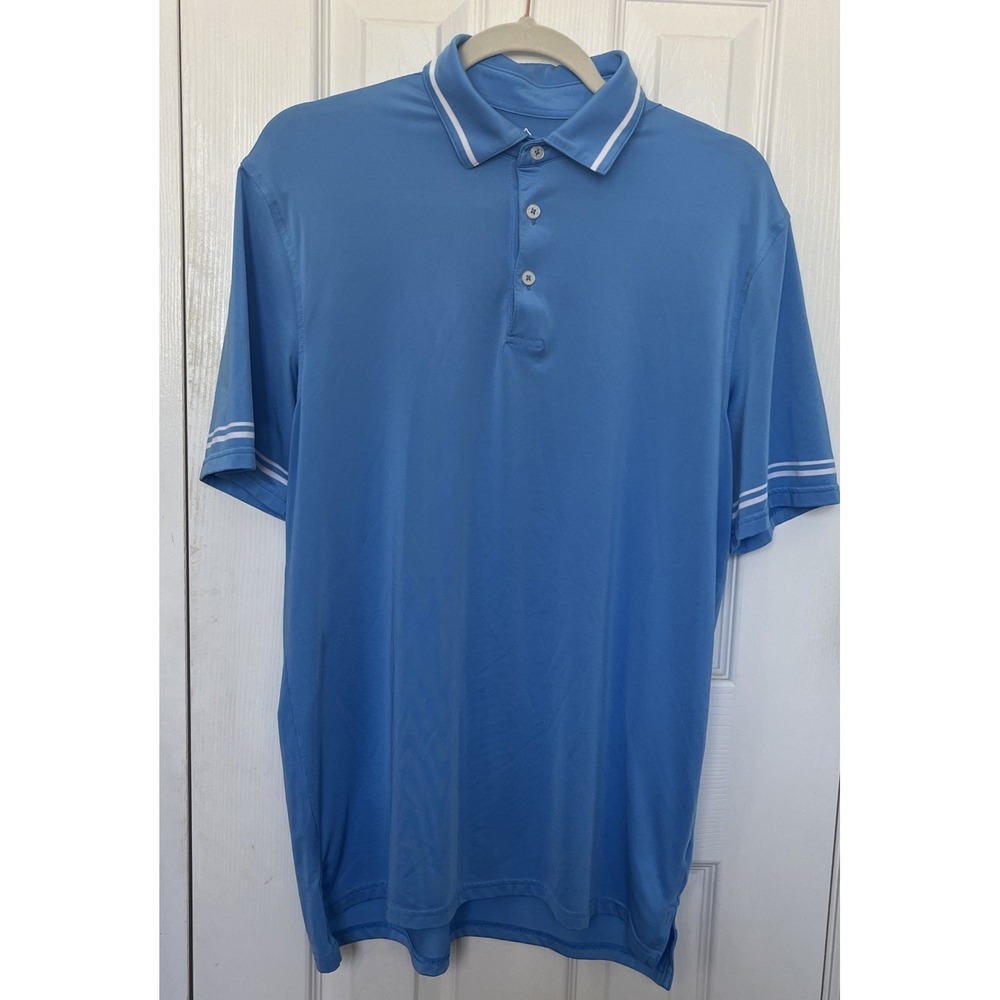 Southern Tide Men's Performance Golf Print Polo Shirt Blue White Size Medium